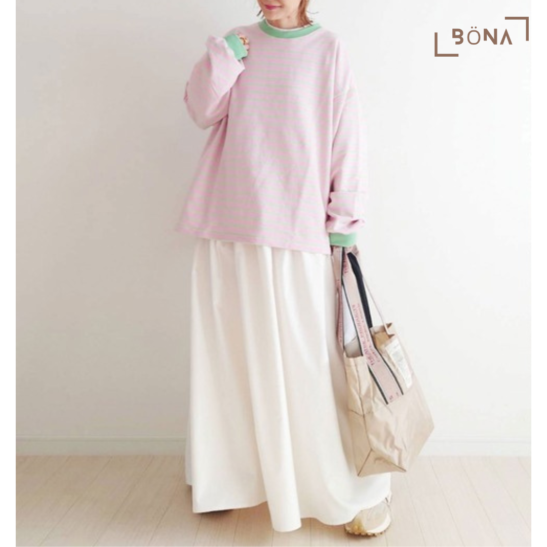 Lowy by Corners 糖果色系橫間上衣 Candy Color Volume Long Sleeve Top