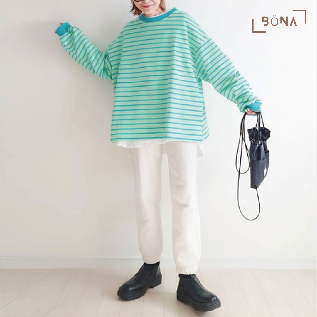 Lowy by Corners 糖果色系橫間上衣 Candy Color Volume Long Sleeve Top