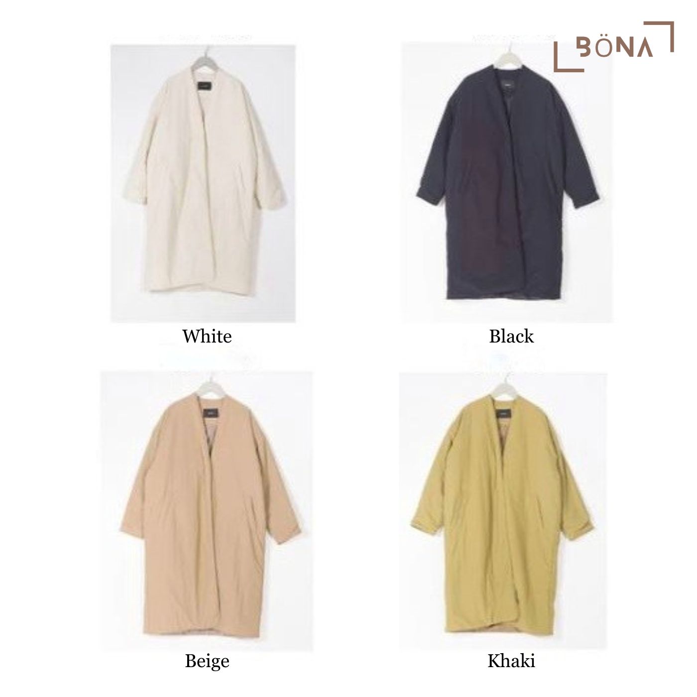 防潑水無縫無領長款大衣 Water-repellent Stitchless No-collar Long Coat