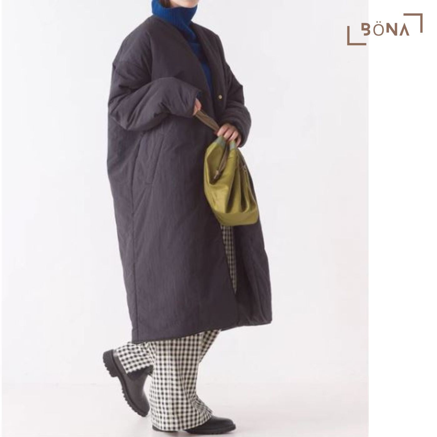 防潑水無縫無領長款大衣 Water-repellent Stitchless No-collar Long Coat