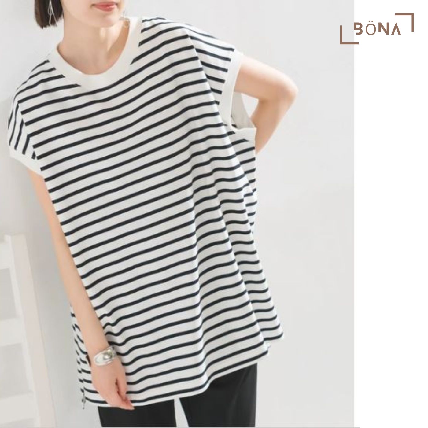無袖T裇 Big Sleeveless Border T-shirt