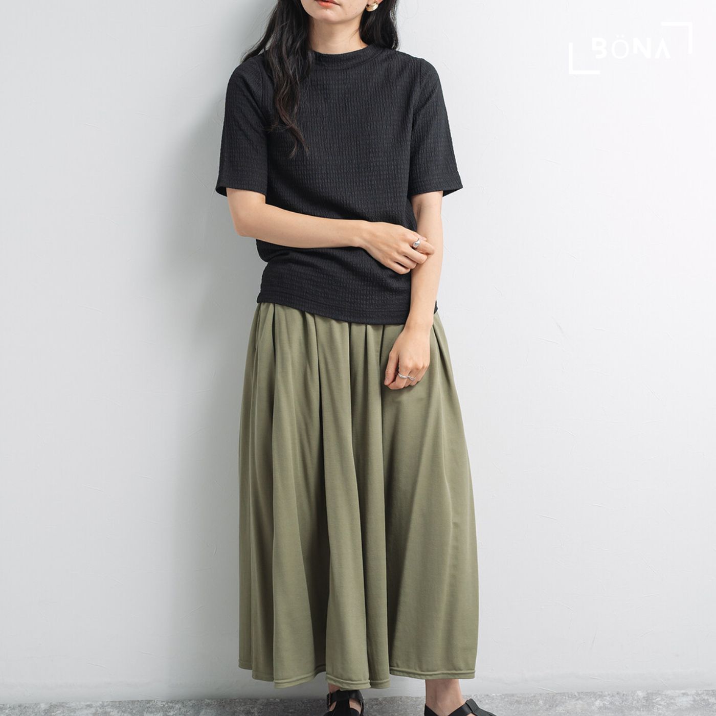 提花半袖高領上衣 Jacquard High Neck Top