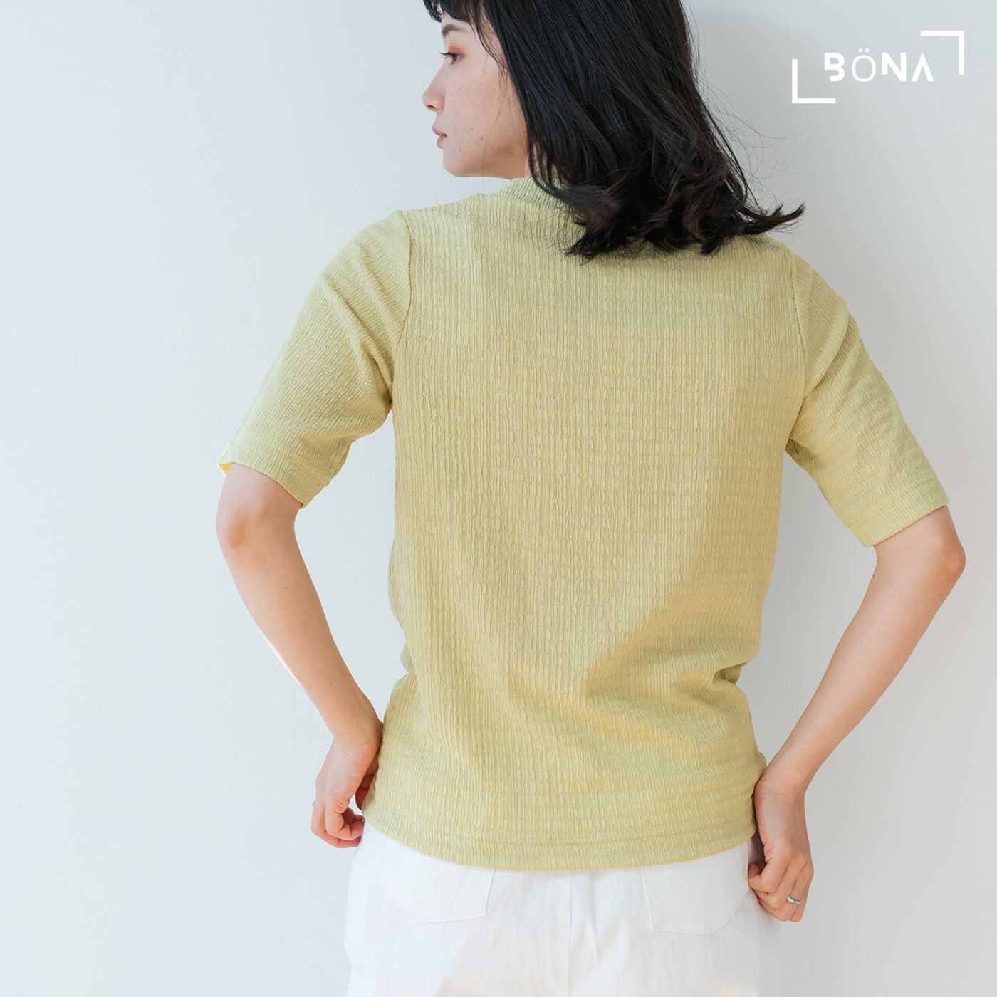 提花半袖高領上衣 Jacquard High Neck Top