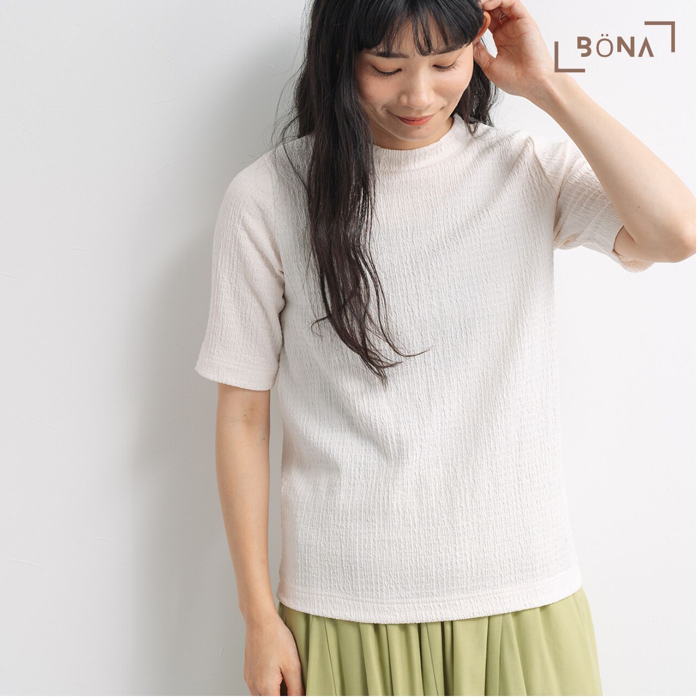 提花半袖高領上衣 Jacquard High Neck Top