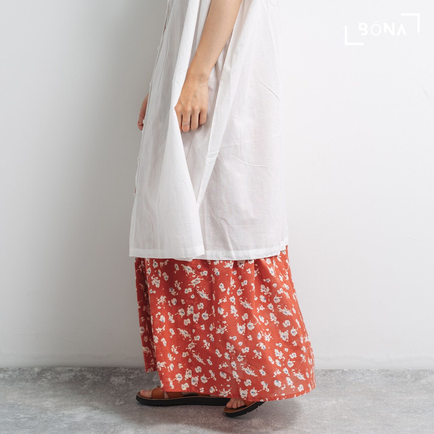 純棉印花半截裙 Cotton Flowral-Printed Skirt
