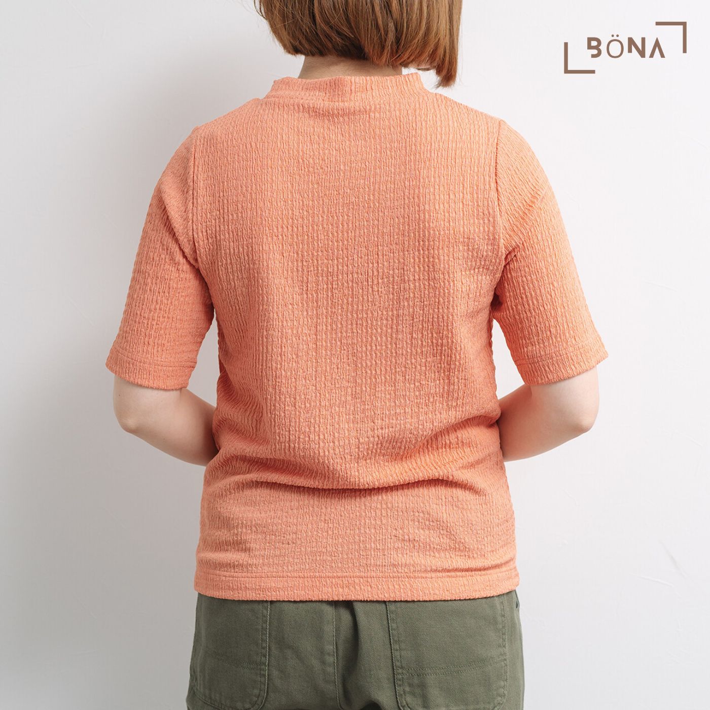 提花半袖高領上衣 Jacquard High Neck Top