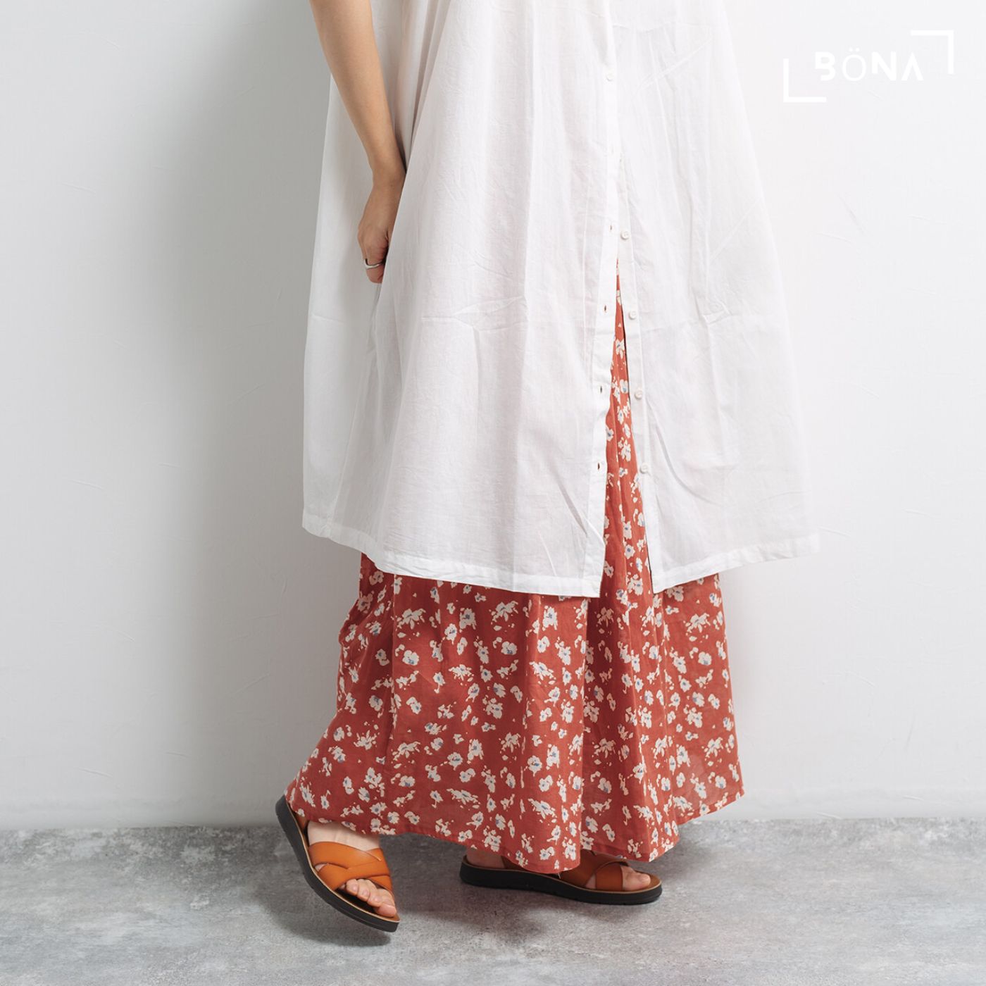 純棉印花半截裙 Cotton Flowral-Printed Skirt