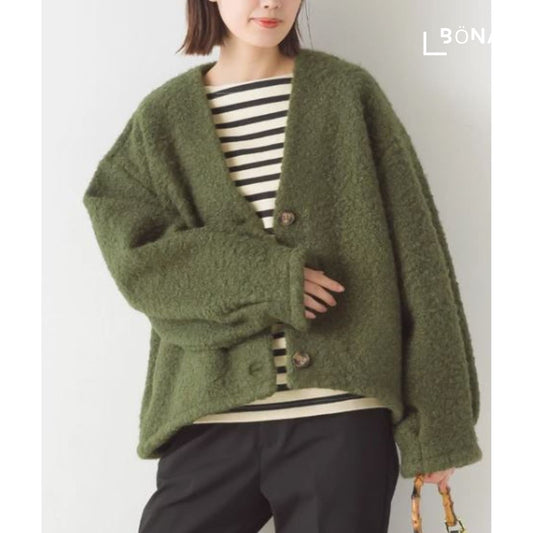 人造環羊毛繭形開衫夾克外套  Faux Ring Wool Cocoon Cardigan Jacket Outerwear