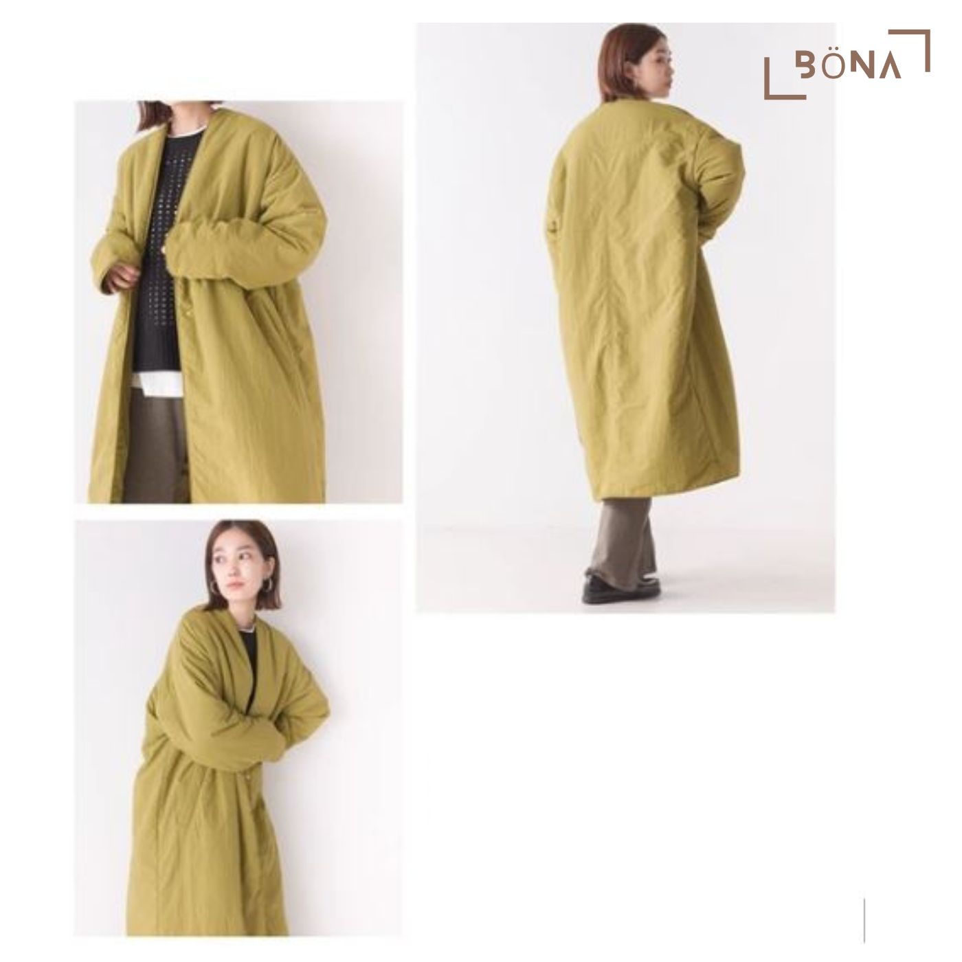 防潑水無縫無領長款大衣 Water-repellent Stitchless No-collar Long Coat
