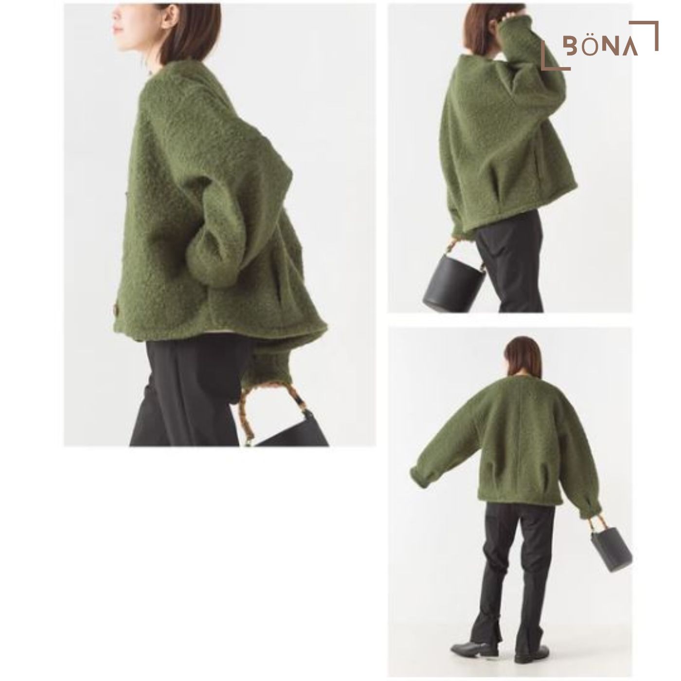 人造環羊毛繭形開衫夾克外套  Faux Ring Wool Cocoon Cardigan Jacket Outerwear