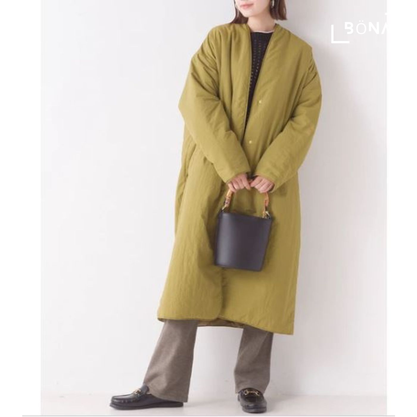 防潑水無縫無領長款大衣 Water-repellent Stitchless No-collar Long Coat