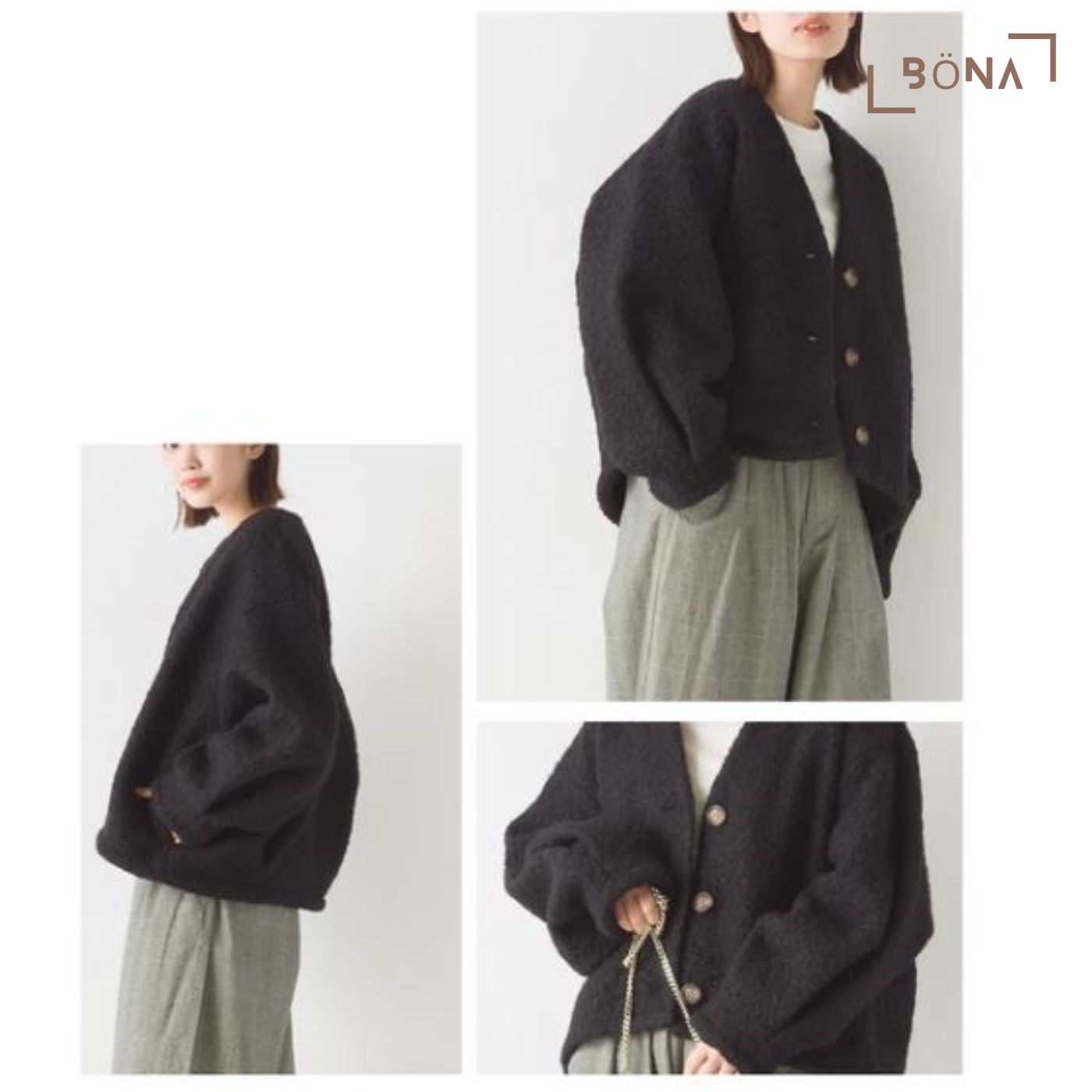 人造環羊毛繭形開衫夾克外套  Faux Ring Wool Cocoon Cardigan Jacket Outerwear