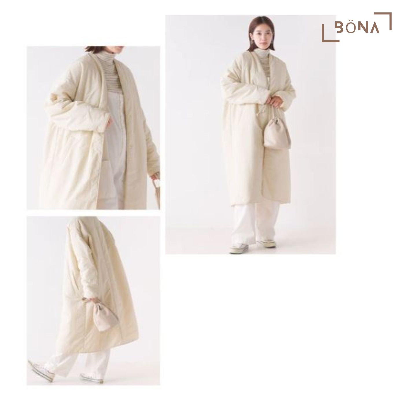 防潑水無縫無領長款大衣 Water-repellent Stitchless No-collar Long Coat
