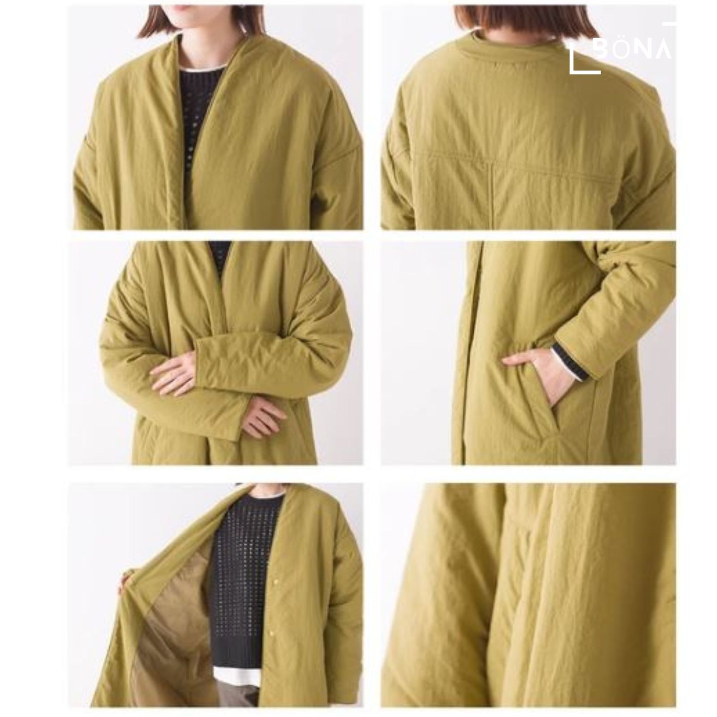 防潑水無縫無領長款大衣 Water-repellent Stitchless No-collar Long Coat