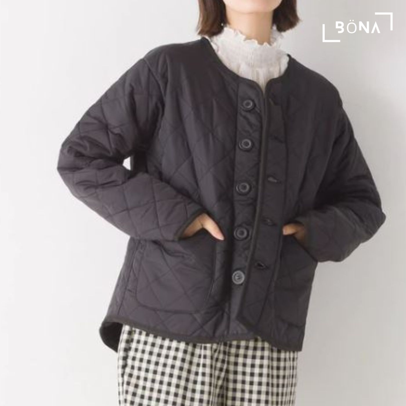 高密度尼龍無領外套 High Density Nylon Quilted Collarless Jacket